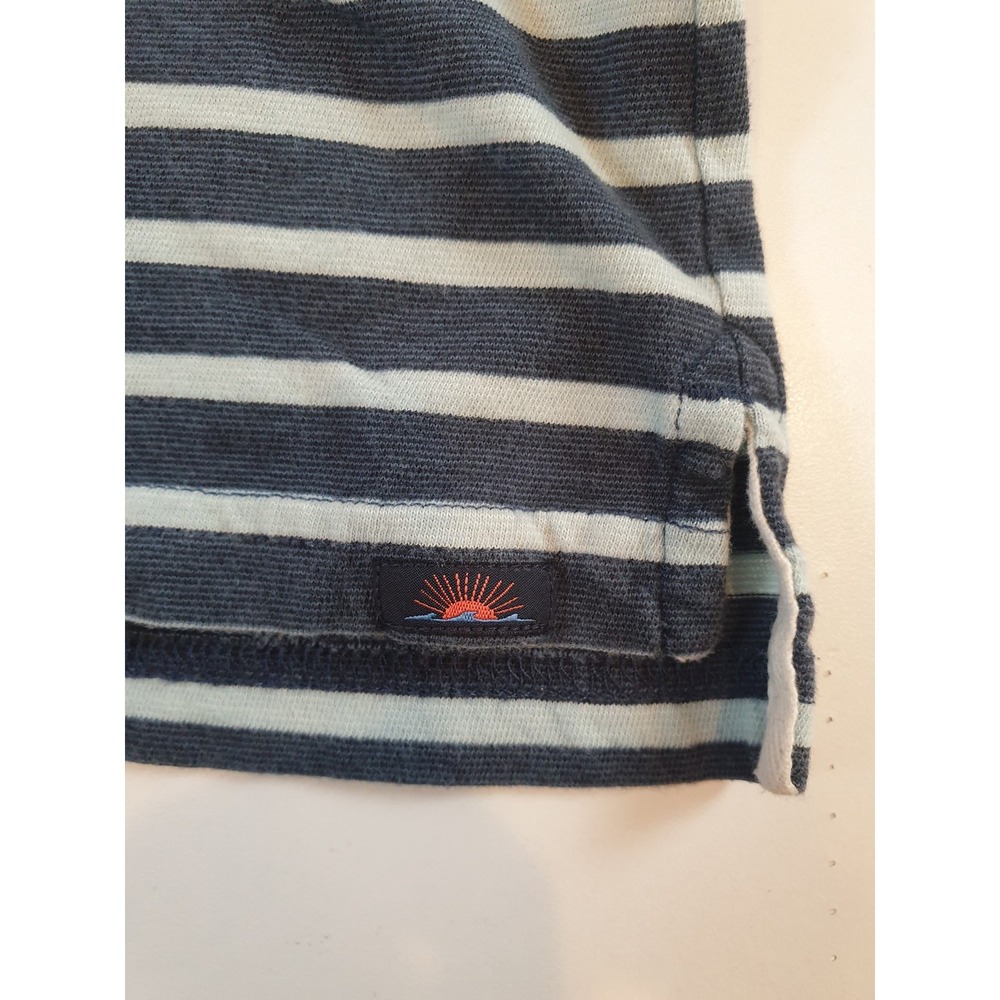Faherty Polo Shirt Mens Large Blue White Stripe Isle Polo Short Sleeve Cotton - Picture 4 of 13